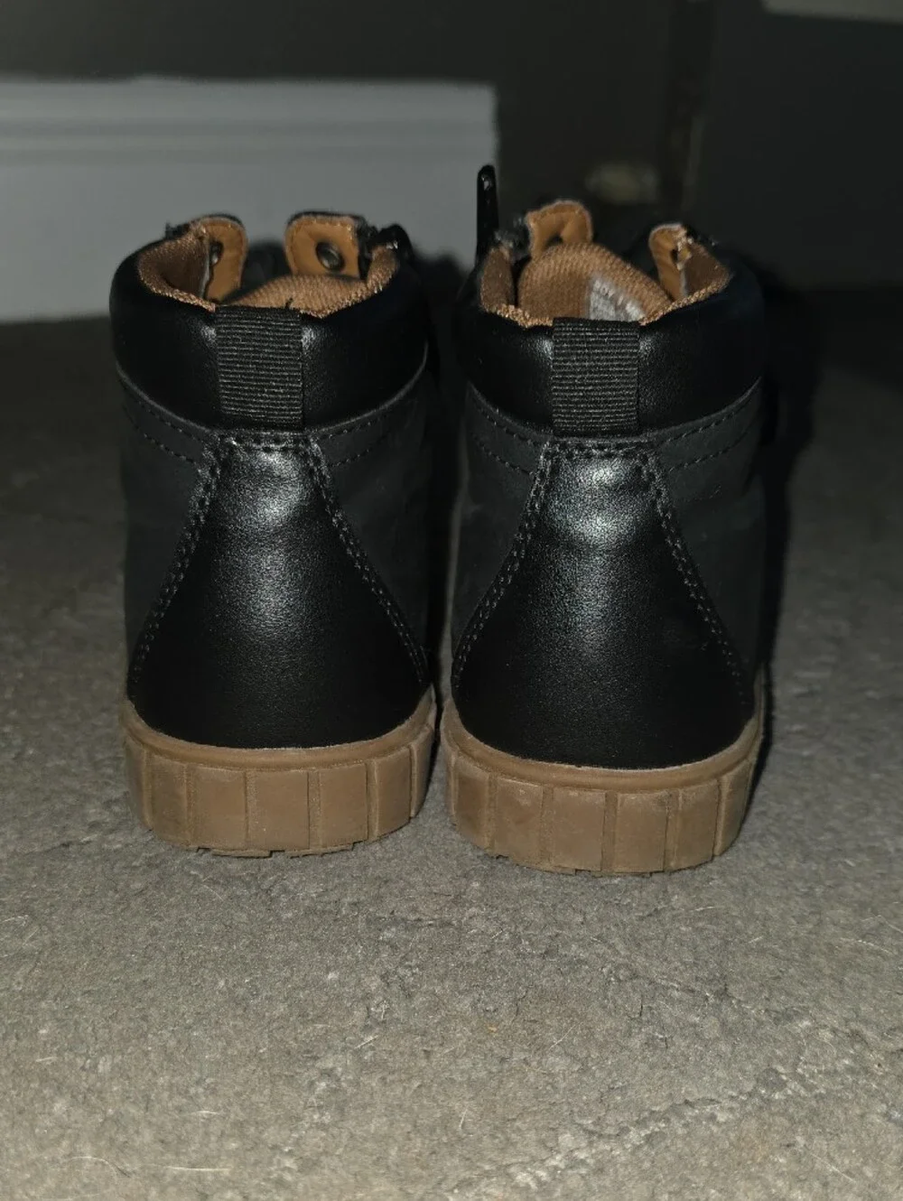 Kids Black High-Top Boots with Tan Sole